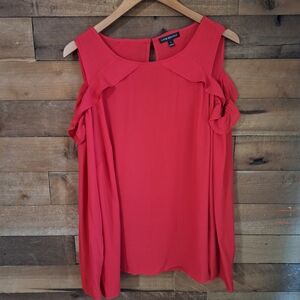 Lane Bryant Cold Shoulder Red Top SZ 16